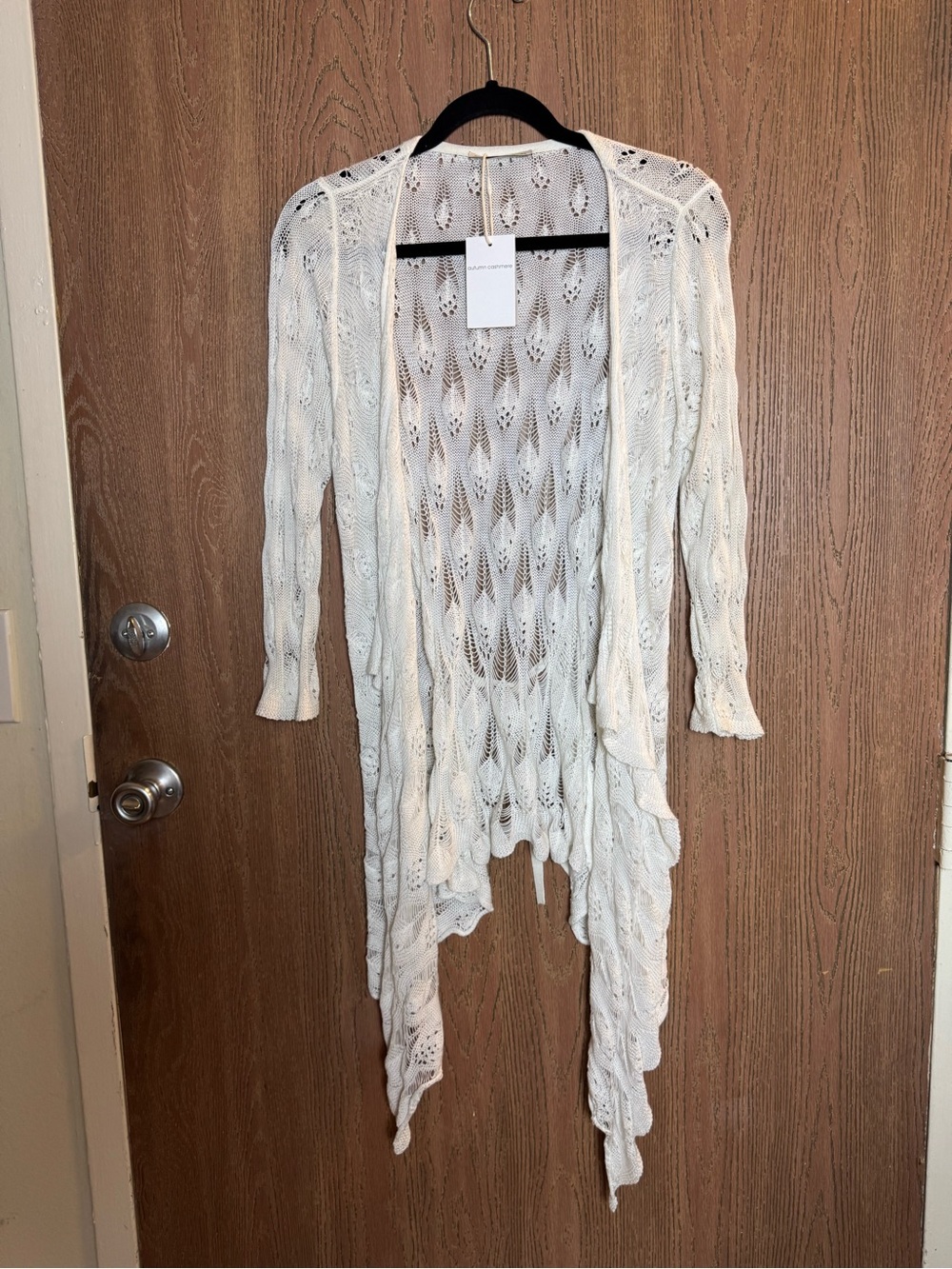 Cotton by Autumn Cashmere Ivory Open-Front Eyelet Knit Cardigan